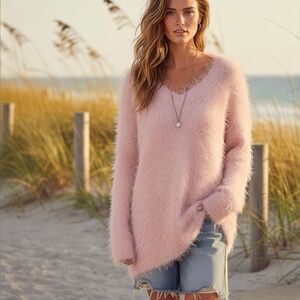 Ruby Moon Womens Sweater Sz Large Oversized Cottagecore Cozycore Eyelash Fuzzy